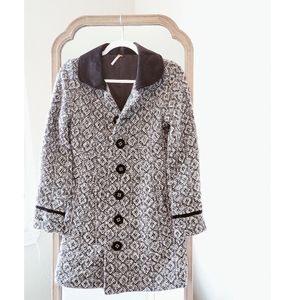 FREE PEOPLE Wool Patterned Button Down Peacoat 4